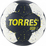 Мяч для гандбола TORRES PRO р.3 ПУ, 4 подкл.слоя гибрид. сшивка, черно-бел-желт